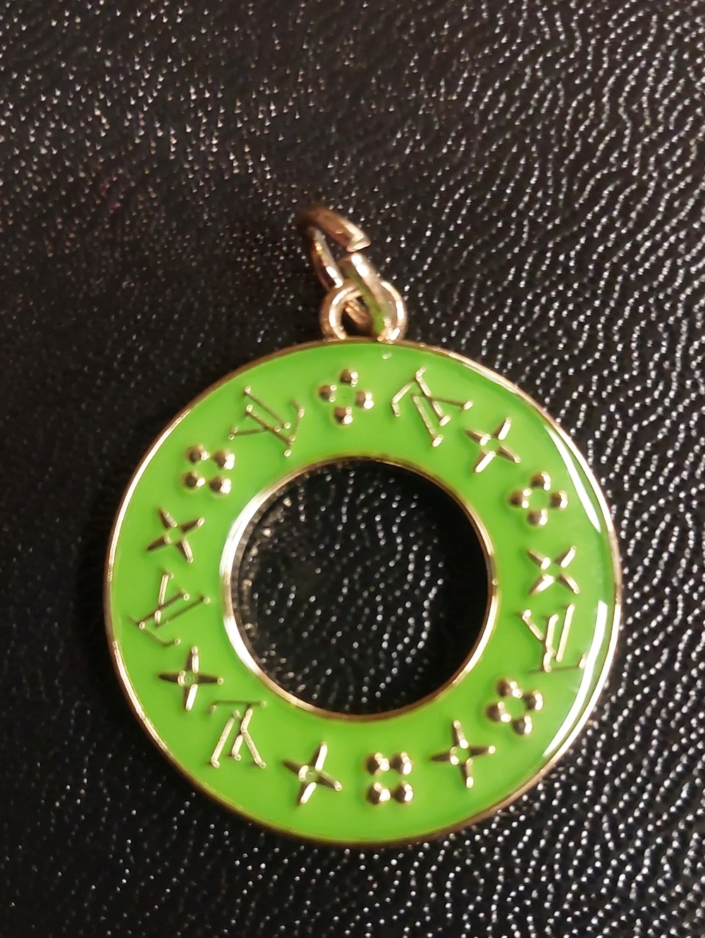 LV Green Enamel Circle Charm Pendant